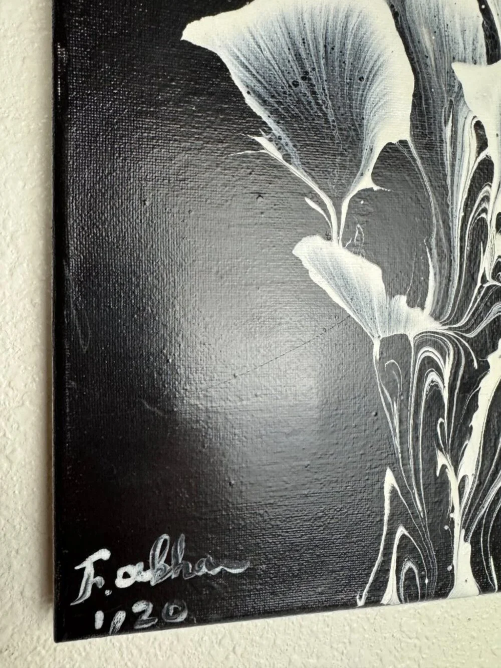 Original Acrylic Floral Painting on Canvas Chain Pull Modern Wall Art
